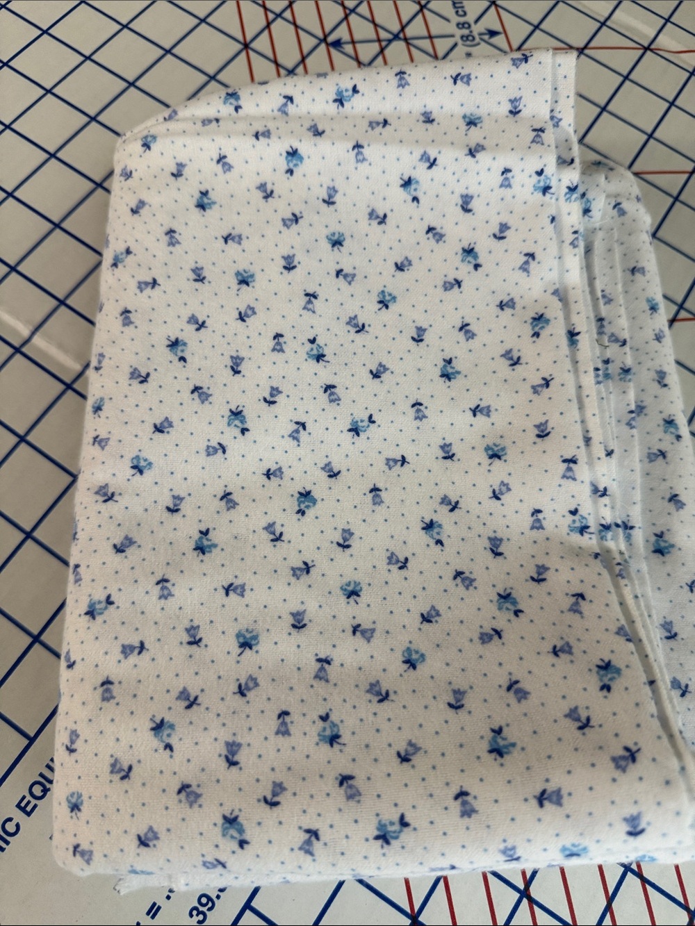 Blue White Tiny Floral Cotton Flannel Fabric Ditsy Print 2 Yards x 44